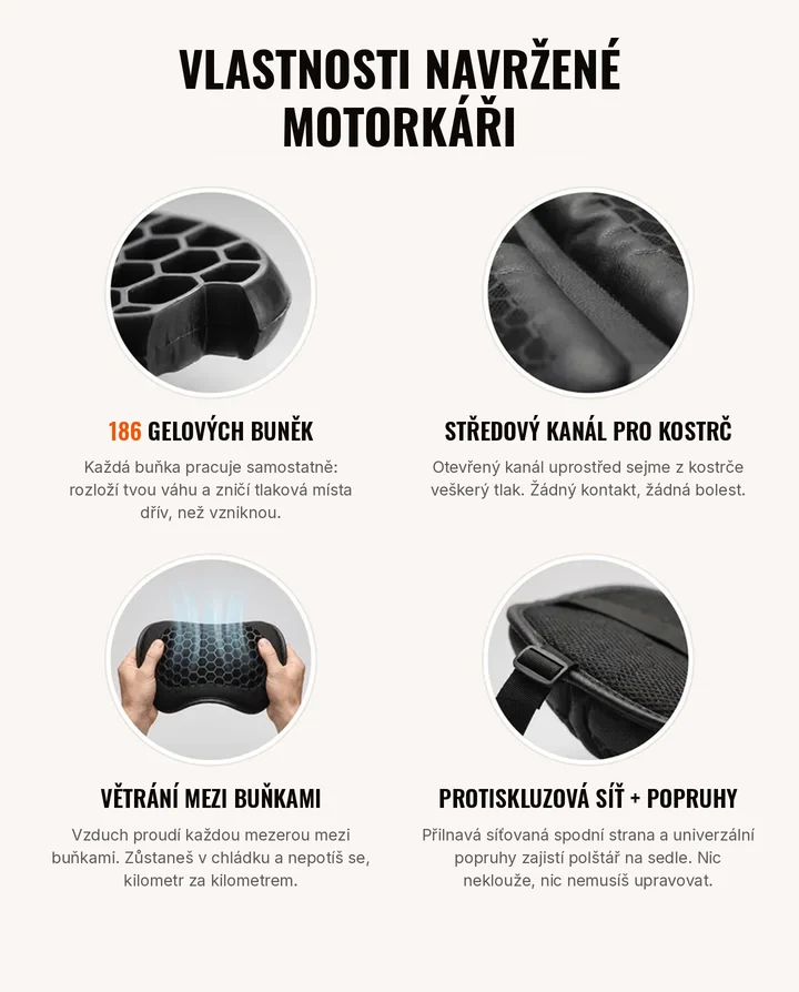 Vlastnosti navržené motorkáři